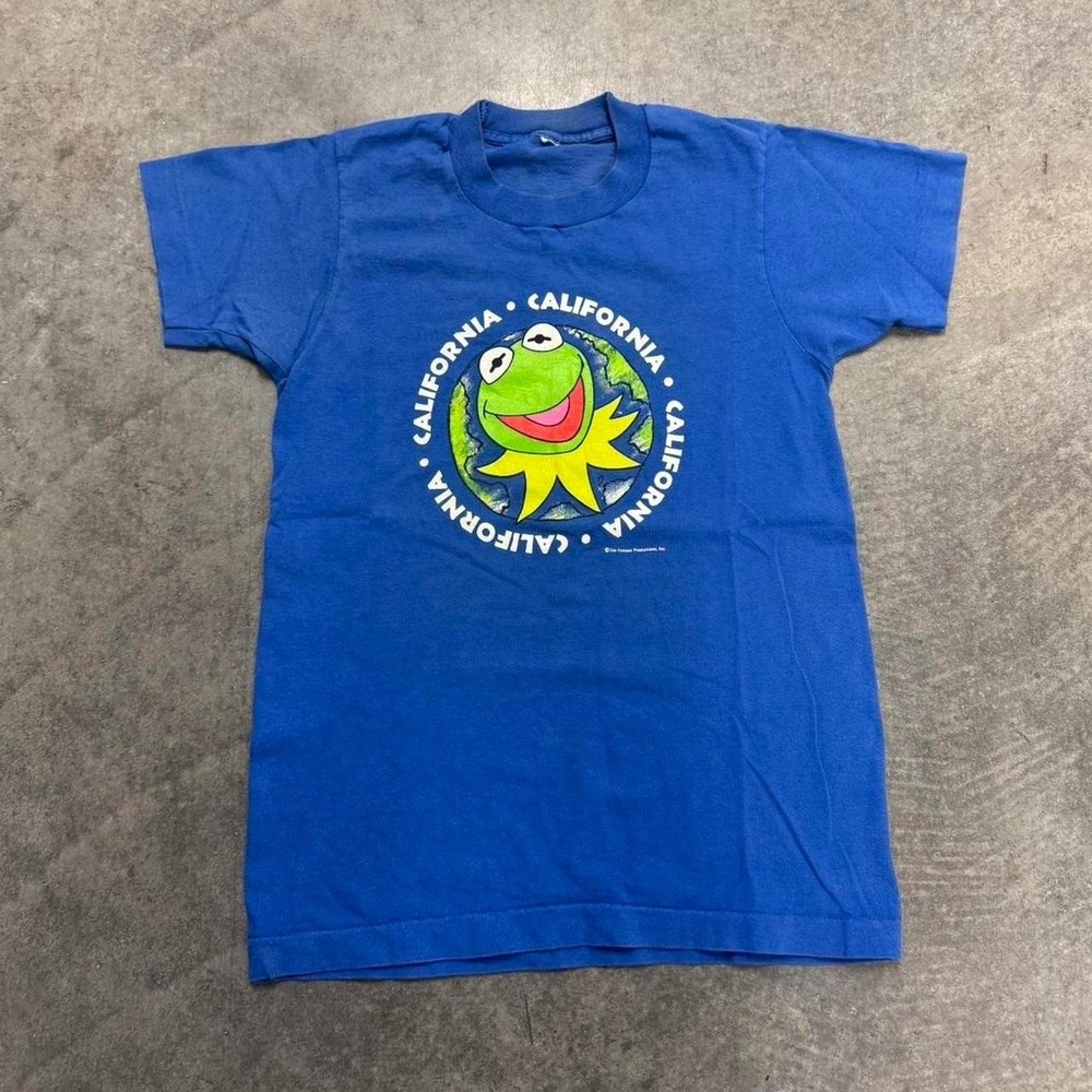 Vintage 80's Kermit T-Shirt California Short Sleeve Royal Blue Single Stitch S